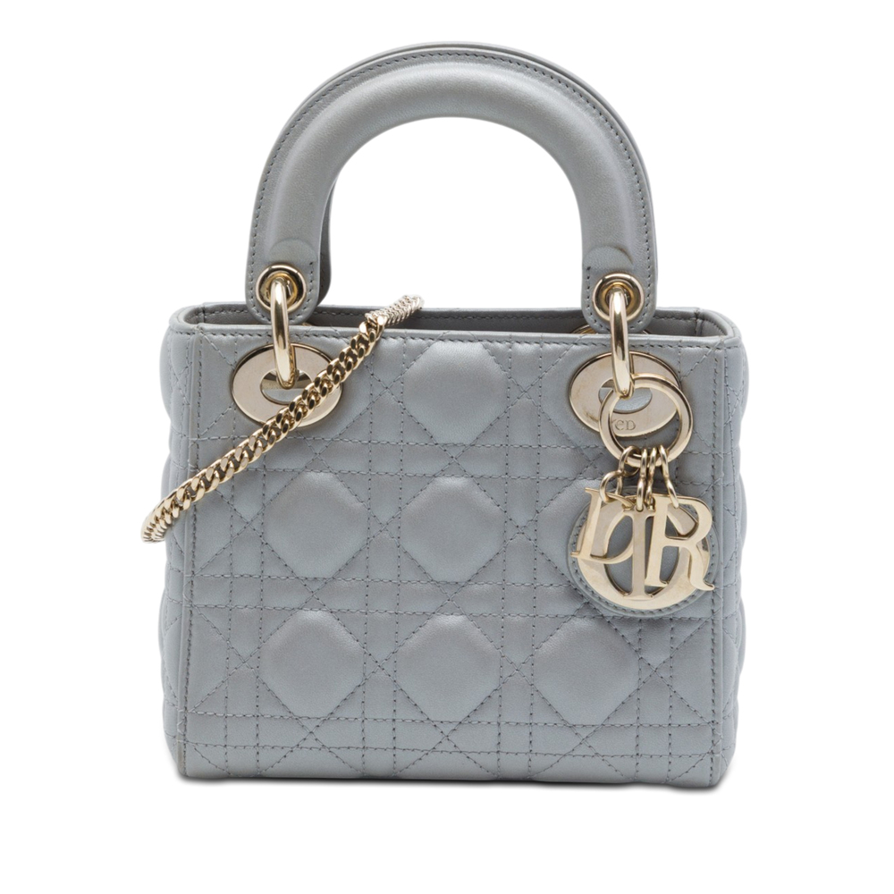 Pre-Loved Dior Mini Lambskin Cannage Lady Dior